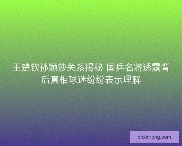 王楚钦孙颖莎关系揭秘 国乒名将透露背后真相球迷纷纷表示理解